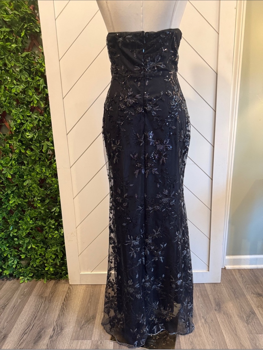 NWT-Confident Sensation Black Sequin Strapless Bustier Maxi Dress - Picture 11 of 15